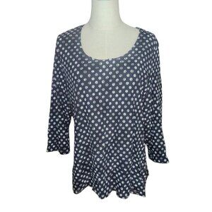 Slinky Brand Polka Dot 3/4 Sleeve Blouse Large